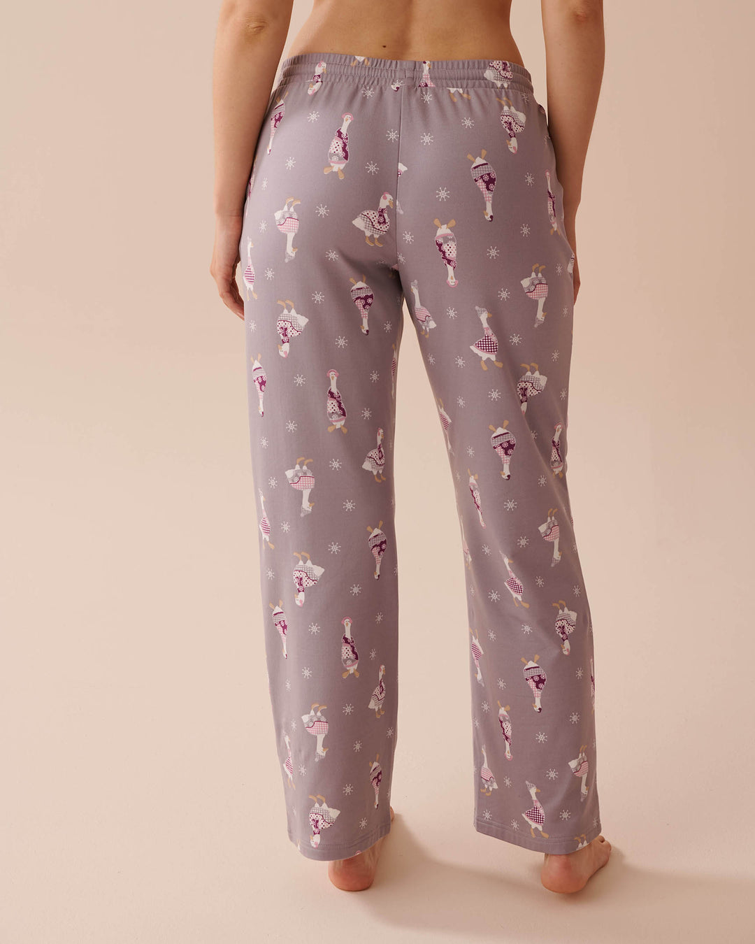 Goose Print Cozy Pants - Lilac Gray Goose