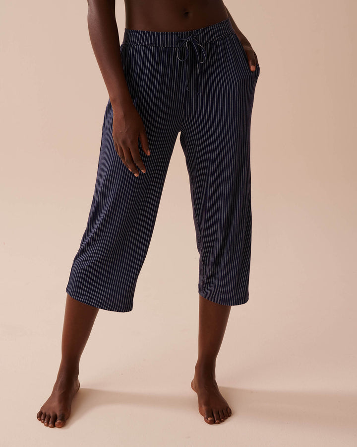 Soft Jersey Capris - Navy Disty Stars