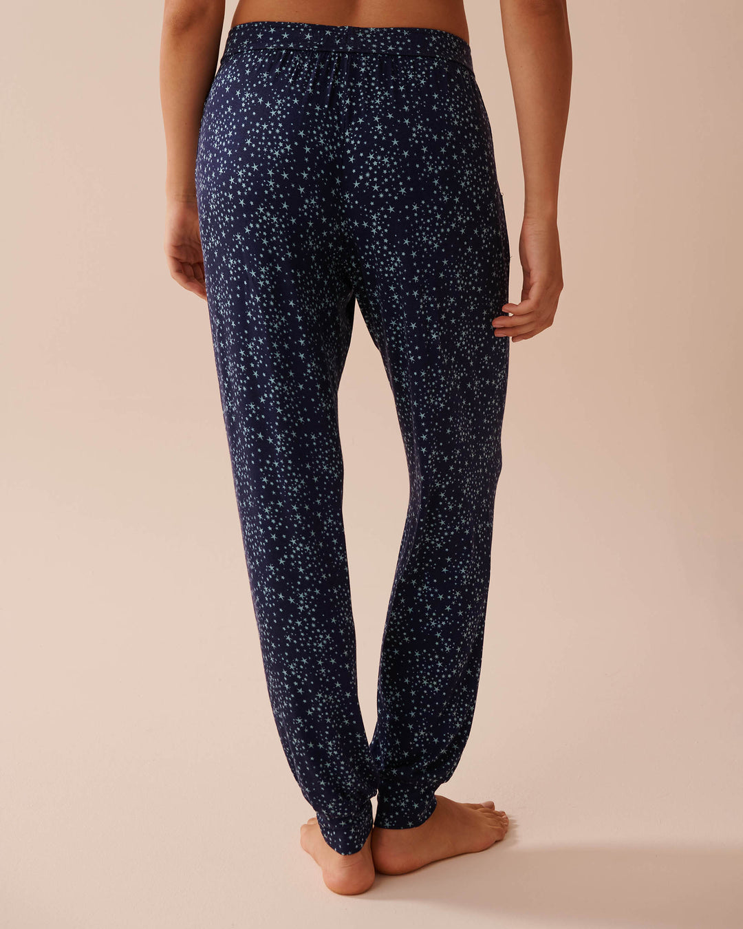 Soft Jersey Jogger Pajama Pants - White Navy Stripe