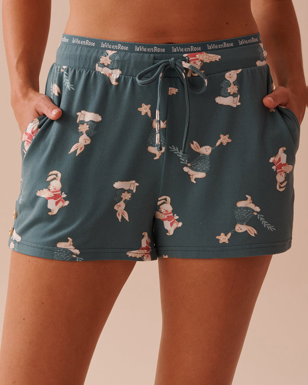 Rabbit Print Super Soft Pajama Shorts - North Atlantic Rabbit