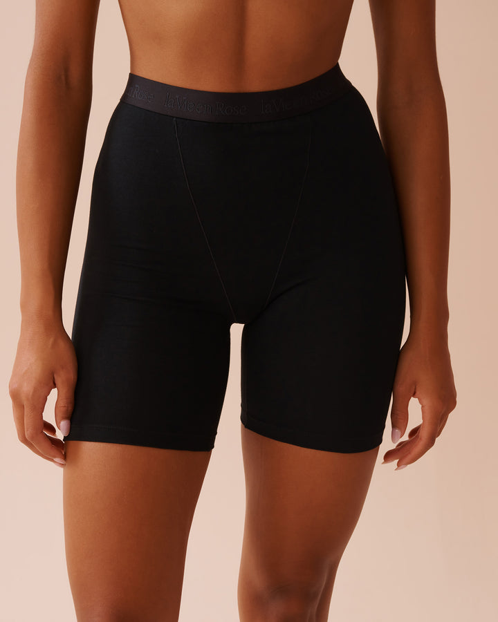 Cotton Biker Style Pajama Shorts - Black Beauty