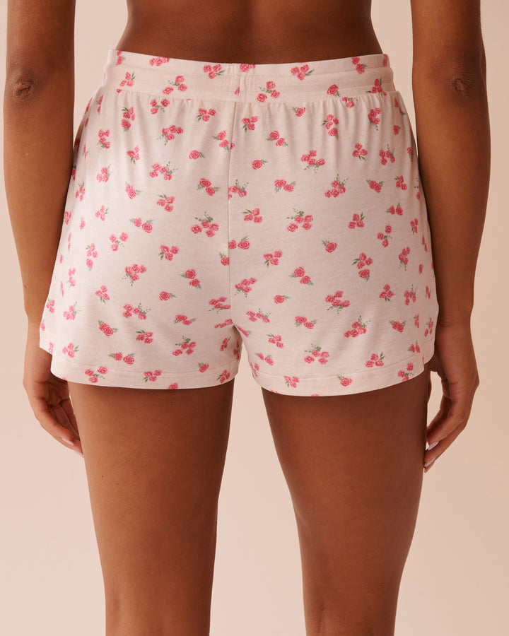 Rose Print Super Soft Shorts - Oatmeal Mix Roses