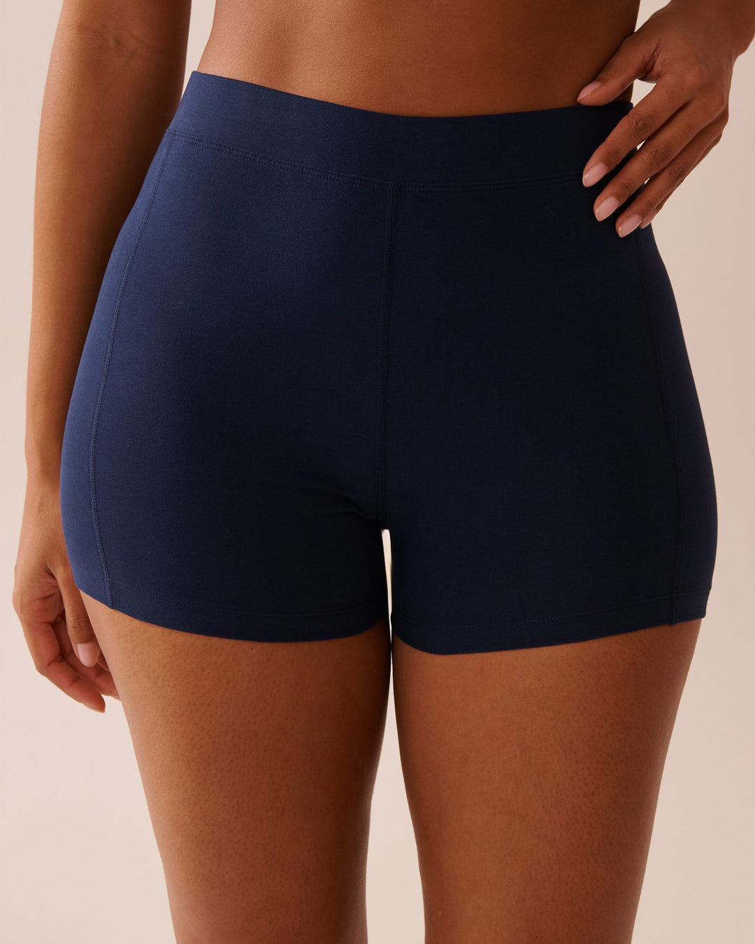 Cotton Biker Style Pajama Shorts - Maritime Blue
