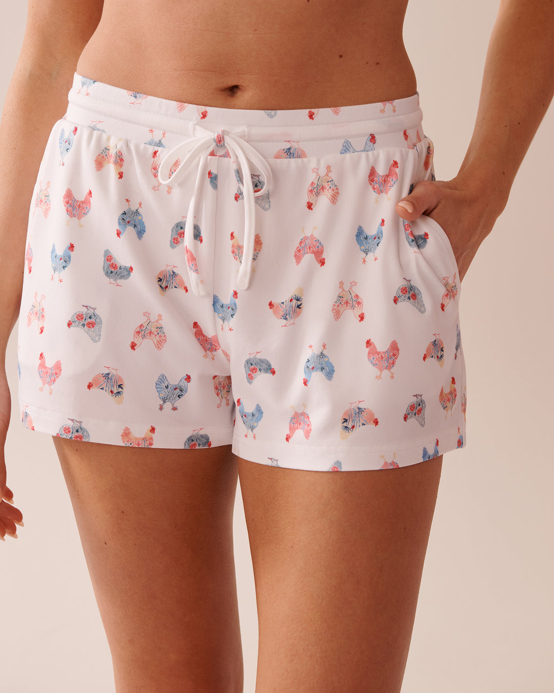 Chicken Print Super Soft Pajama Shorts - Snow White Chickens