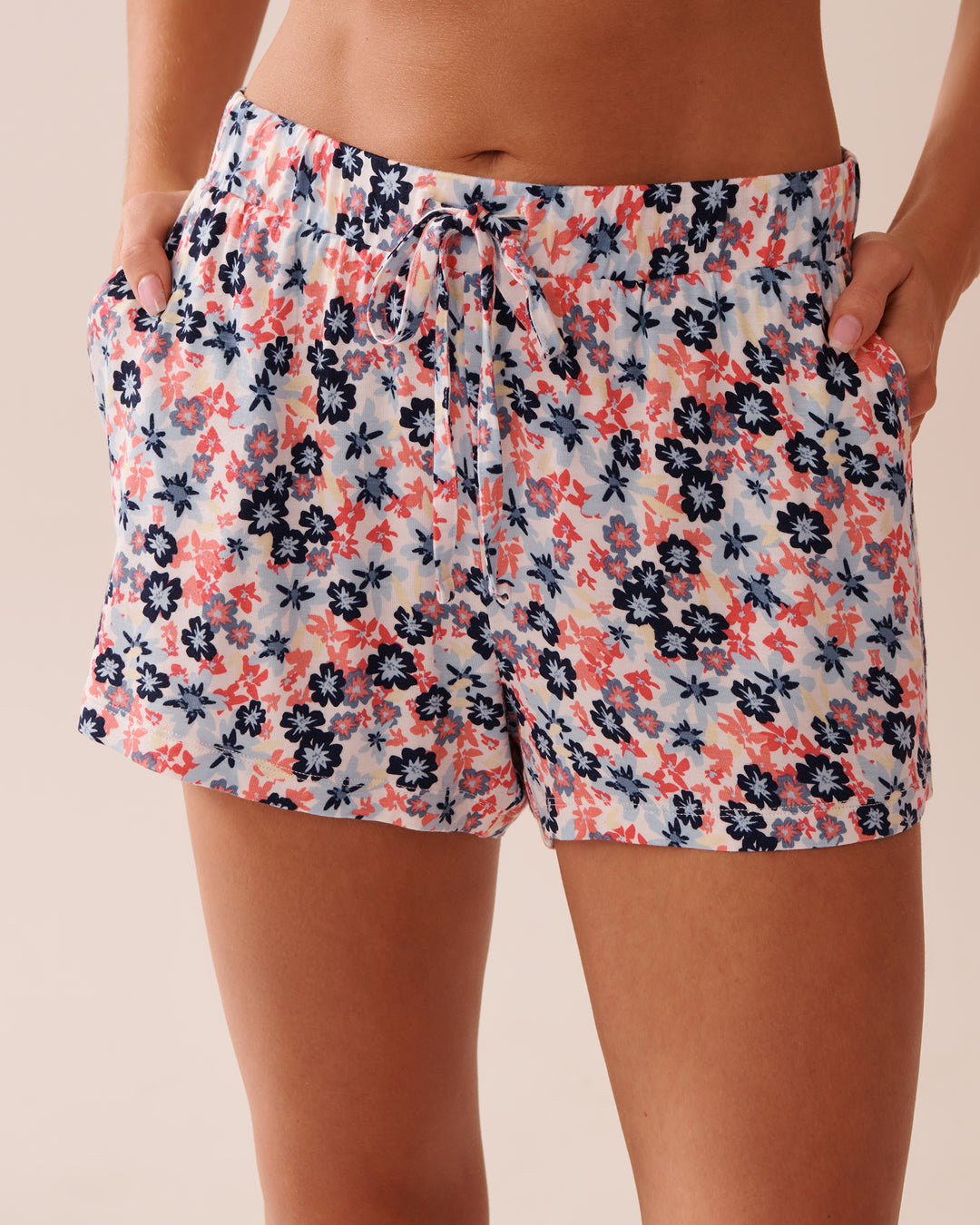 Butterfly Print Soft Jersey Pajama Shorts - Multi Flower Ditsy