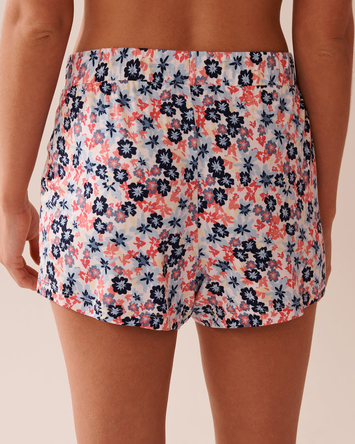 Butterfly Print Soft Jersey Pajama Shorts - Multi Flower Ditsy