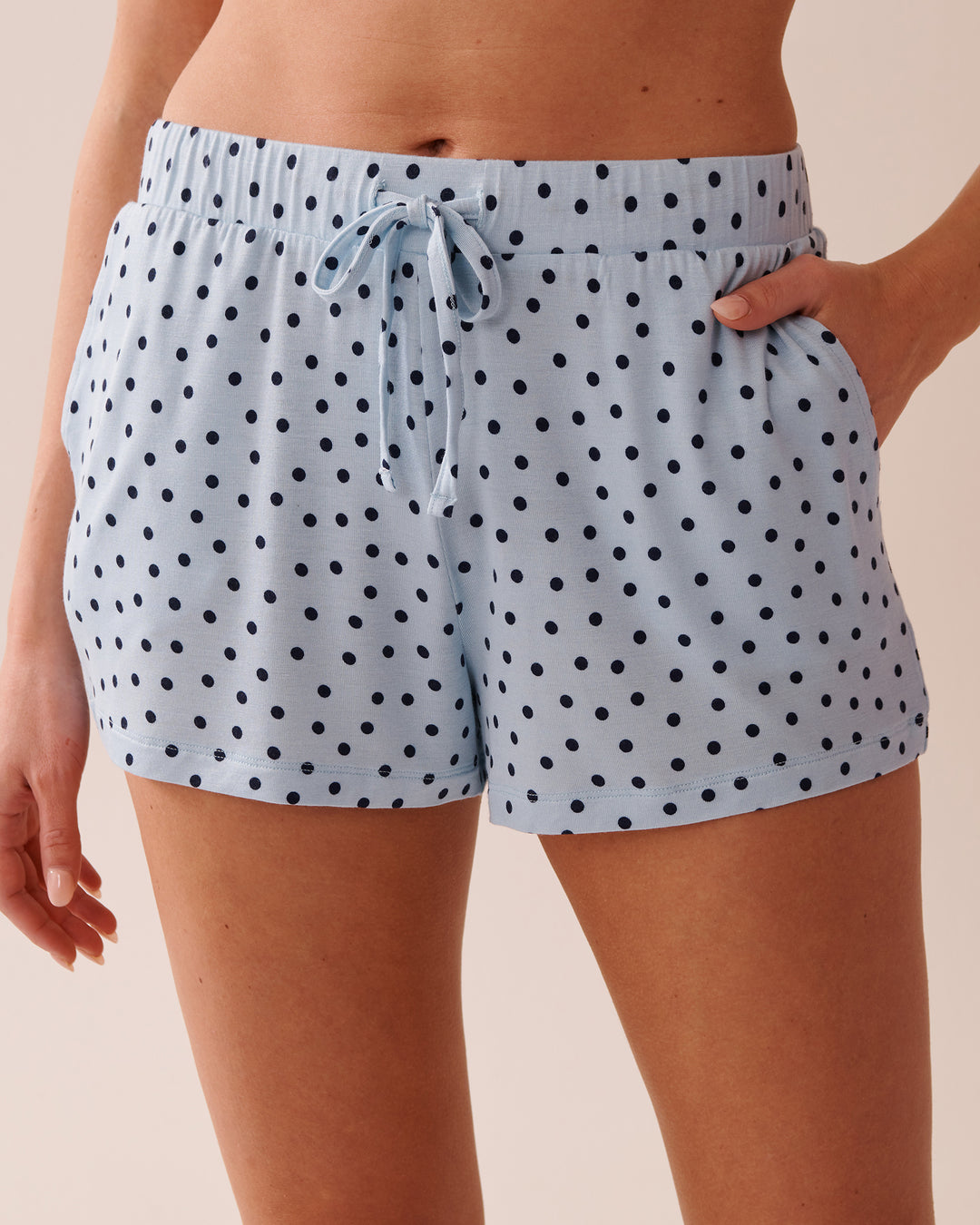 Butterfly Print Soft Jersey Pajama Shorts - Cool Blue Dots