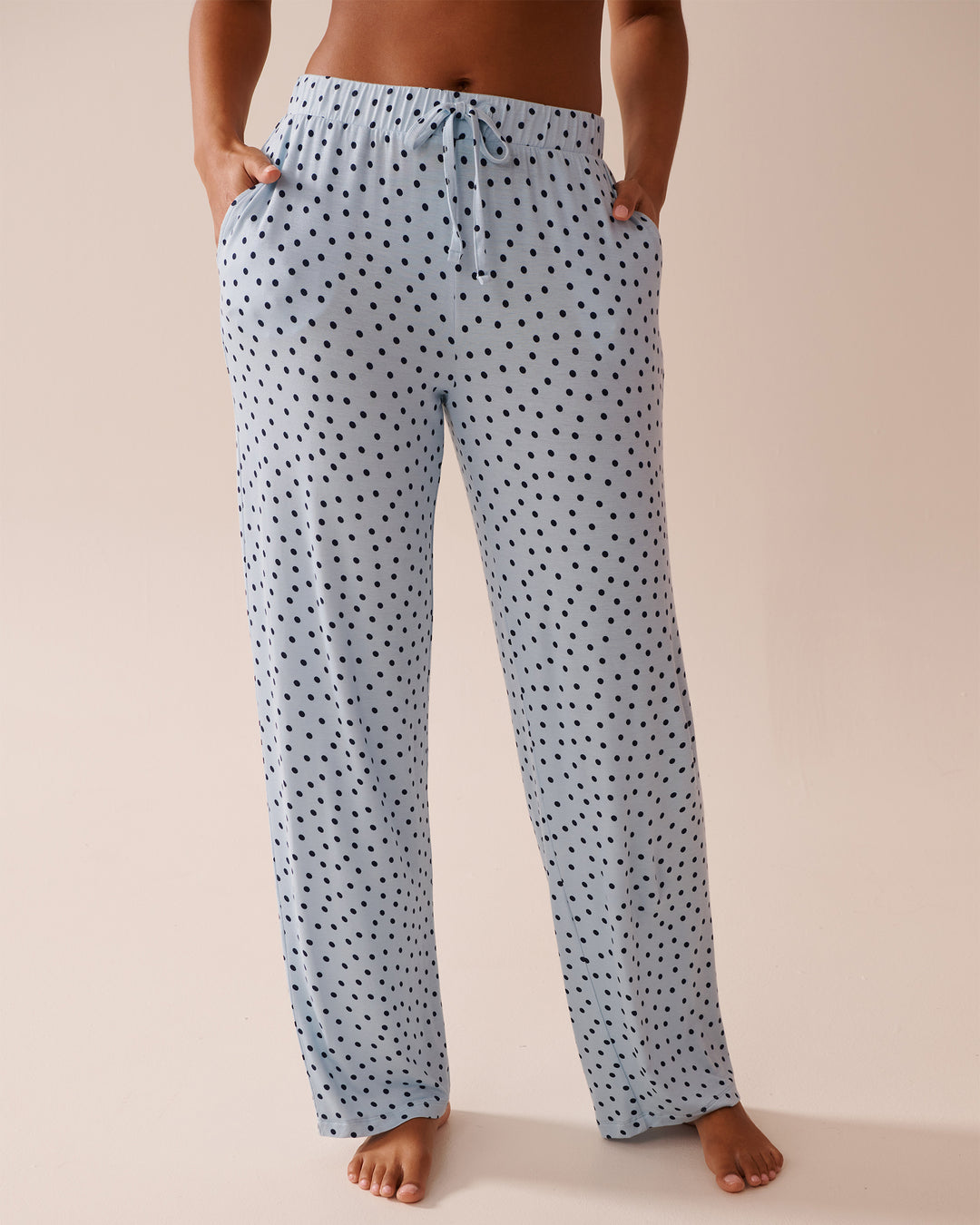 Butterfly Print Soft Jersey Pajama Pants - Cool Blue Dots