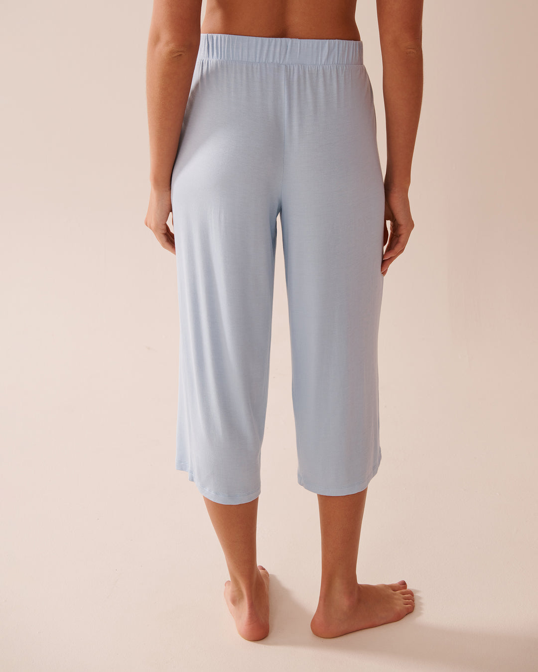Butterfly Print Soft Jersey Pajama Capris - Blue Butterfly
