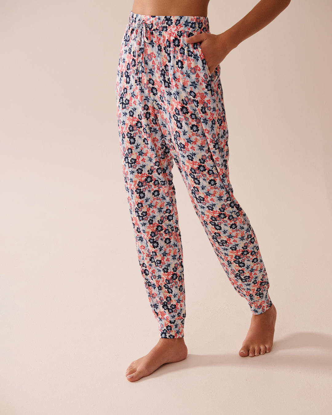 Polka Dot Soft Jersey Jogger Pajama Pants - Multi Flower Ditsy