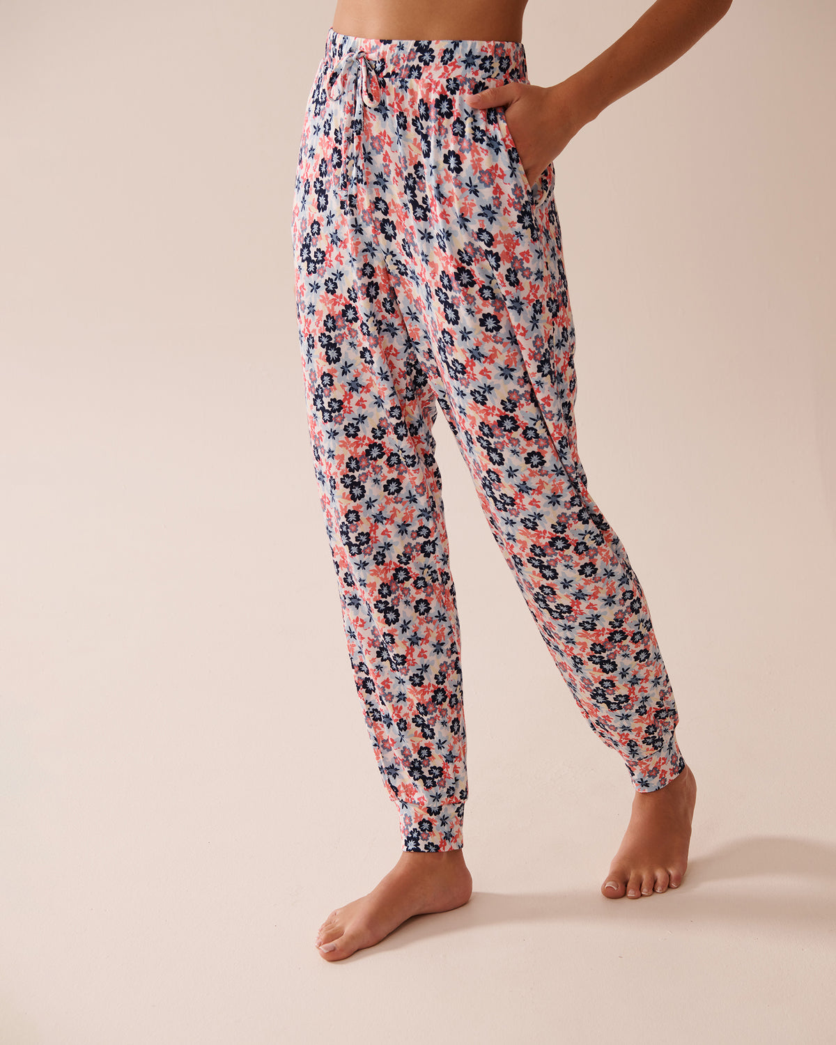 Polka Dot Soft Jersey Jogger Pajama Pants - Multi Flower Ditsy