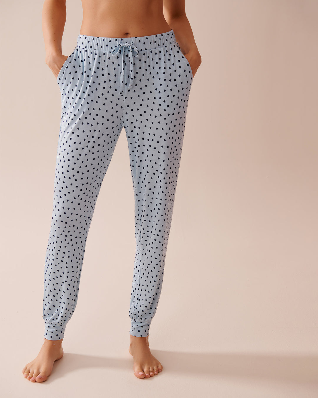Polka Dot Soft Jersey Jogger Pajama Pants - Cool Blue Dots