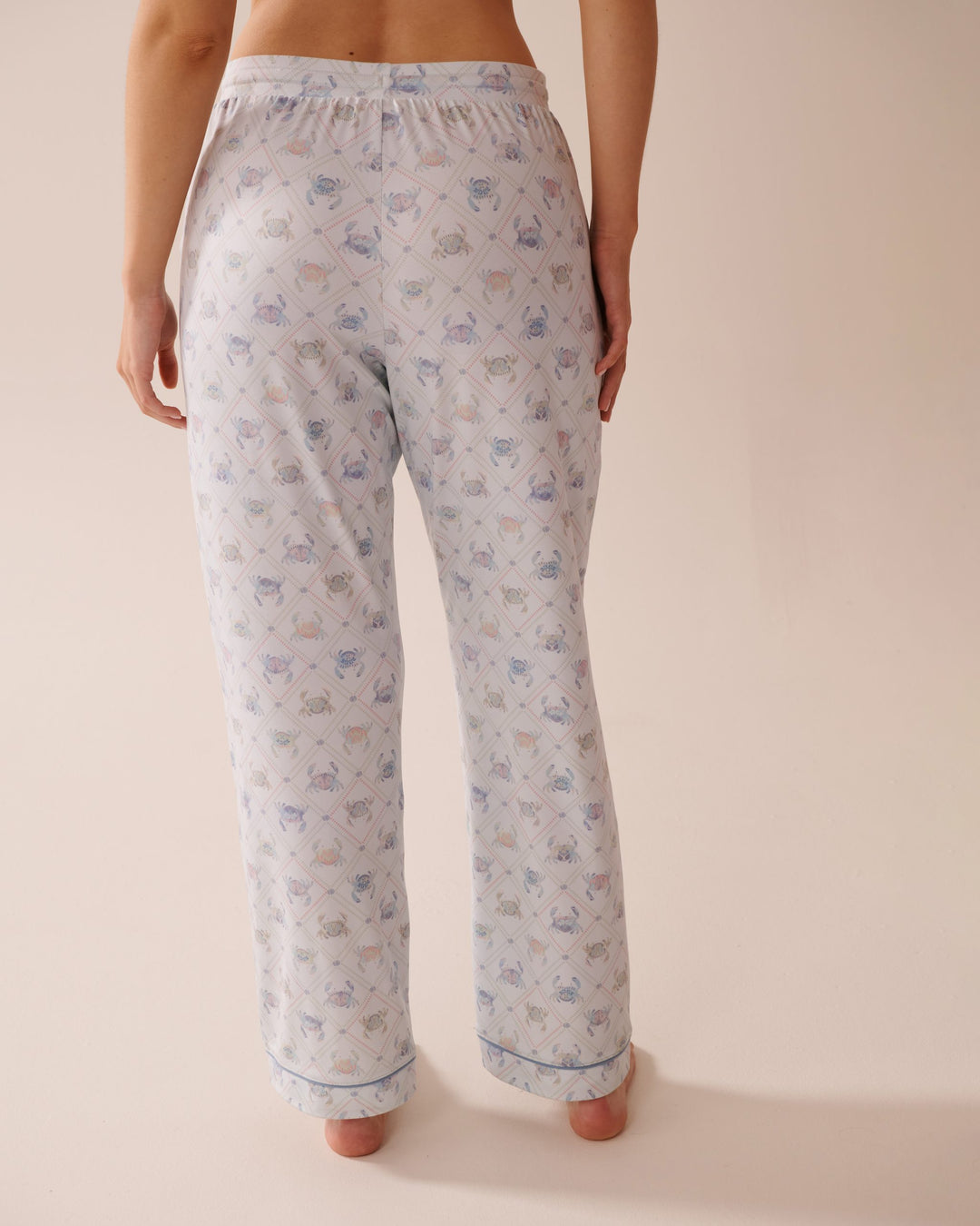 Seagull Print Super Soft Pajama Pants - Wan Blue Boho Crab