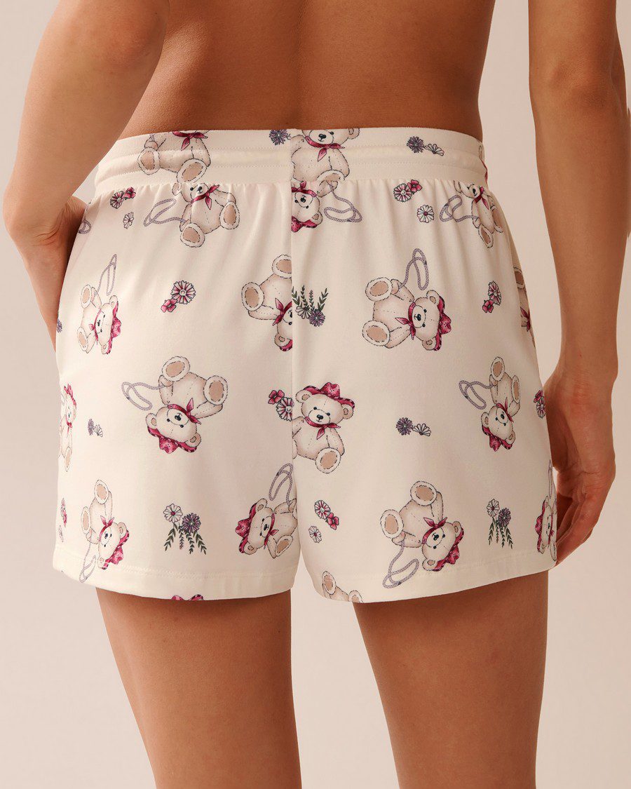 Frog Print Super Soft Pajama Shorts - Snow White Cowbear