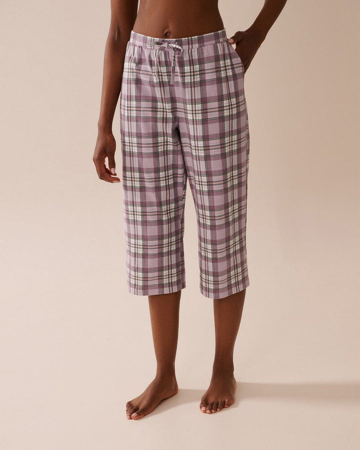 Book Lover Print Cotton Pajama Capris - Lotus Wording