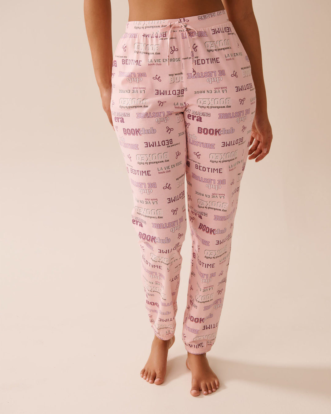 Book Lover Print Cotton Jogger Pyjama Pants - Lotus Wording
