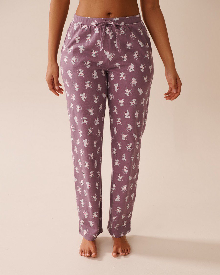 Mouse Print Cotton Pyjama Pants - Grapeade Mouse