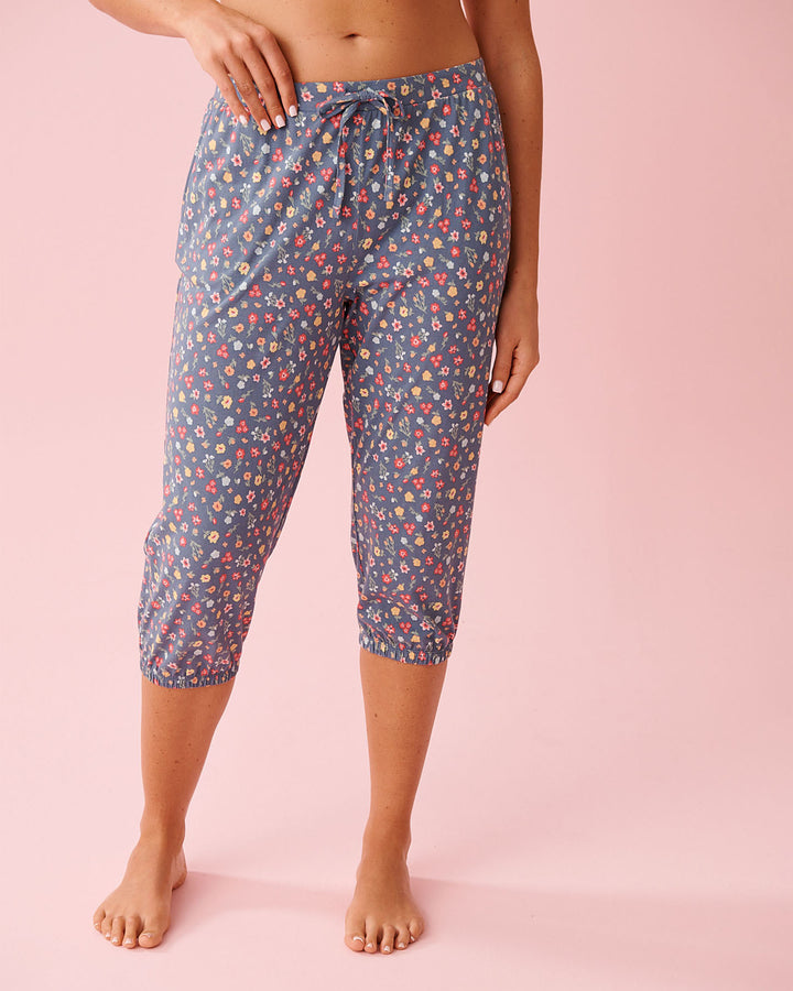 Promo Cotton Puff Capri - Blue