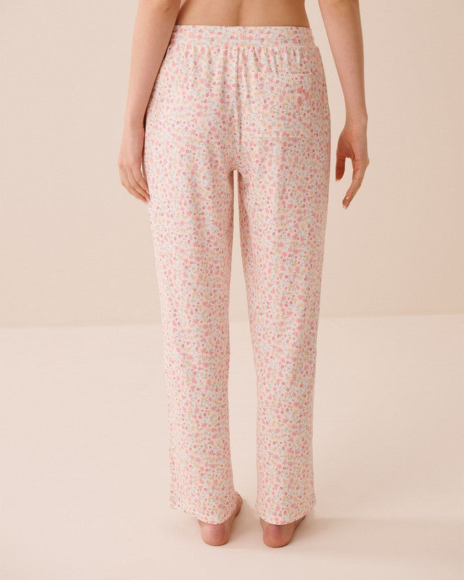 Peachy Dream Floral Pant - White