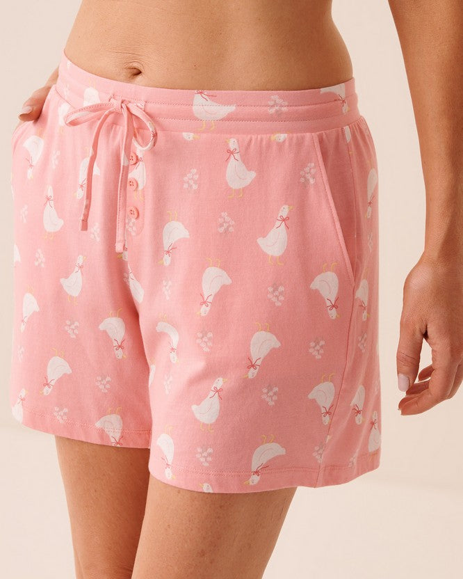 Cotton Viscose Summer Bermuda - Pink