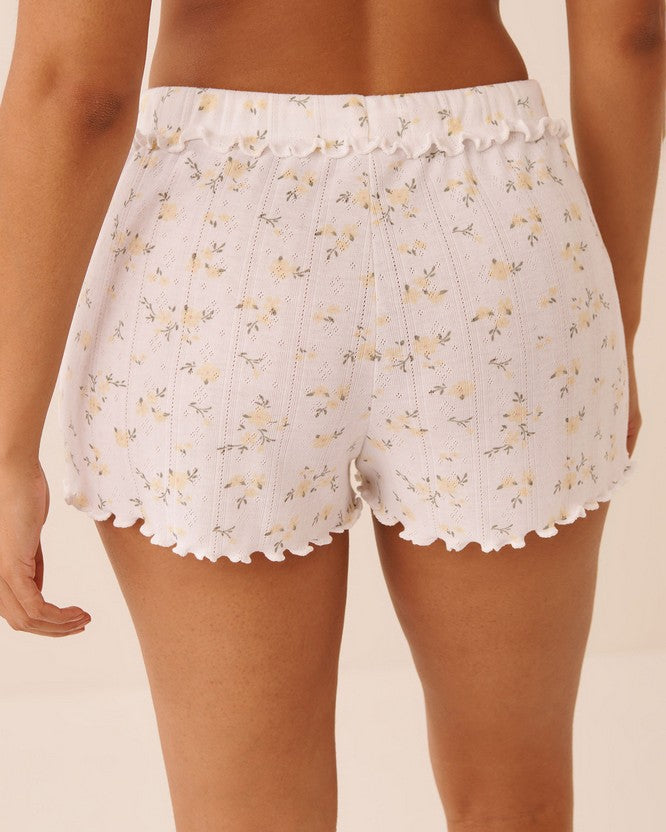 Pointelle Floral Short - Grey