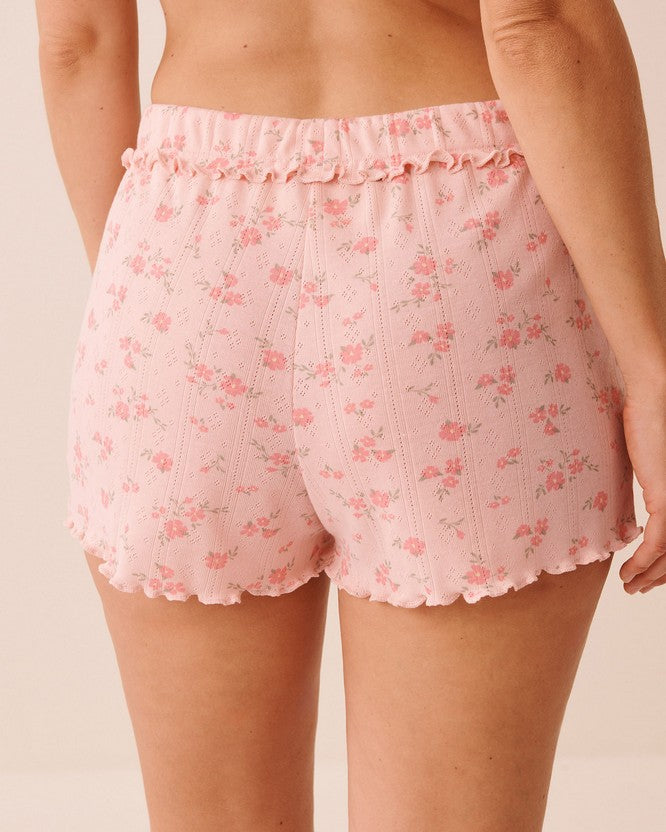 Pointelle Floral Short - Light Yellow