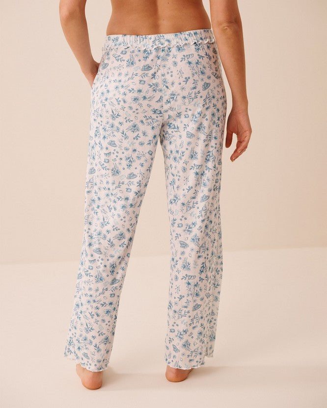 Pointelle Floral Pant - White