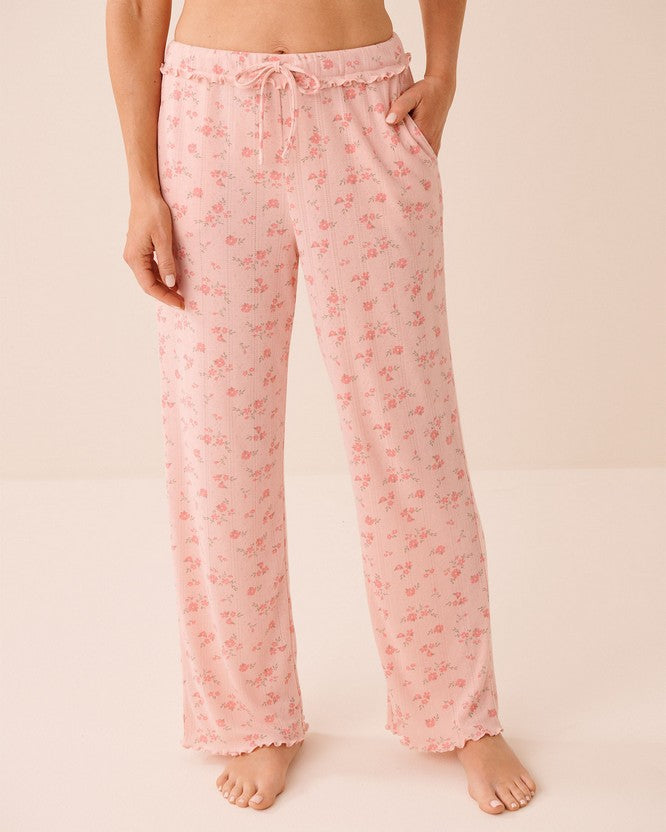 Pointelle Floral Pant - Light Yellow