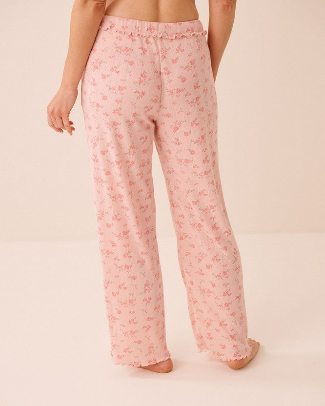 Pointelle Floral Pant - Light Yellow