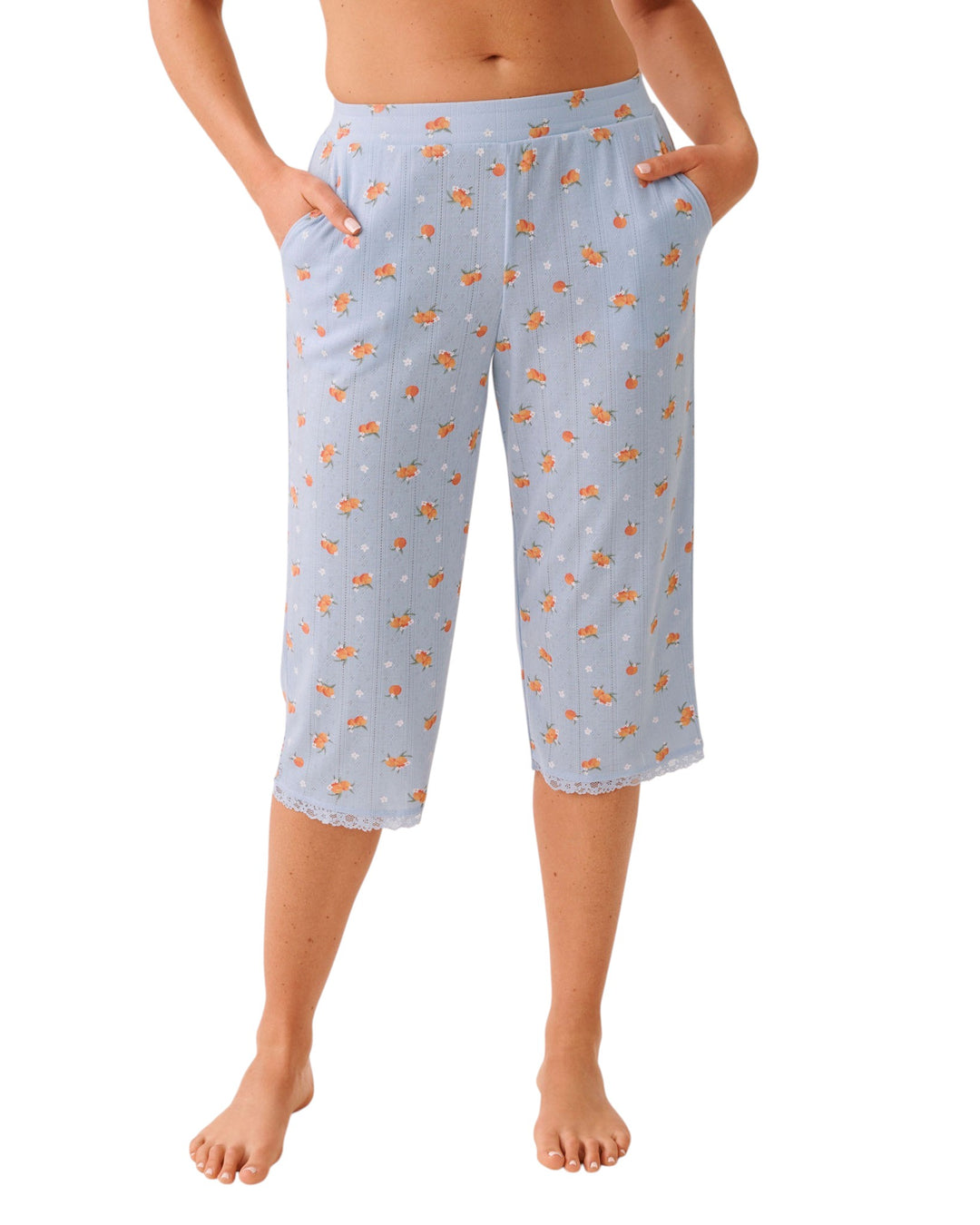 Pointelle Floral Capri