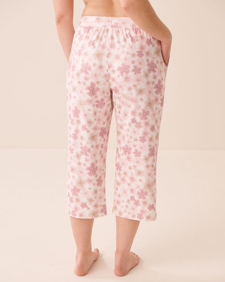 Leopard Flower Print Super Soft Pajama Capris