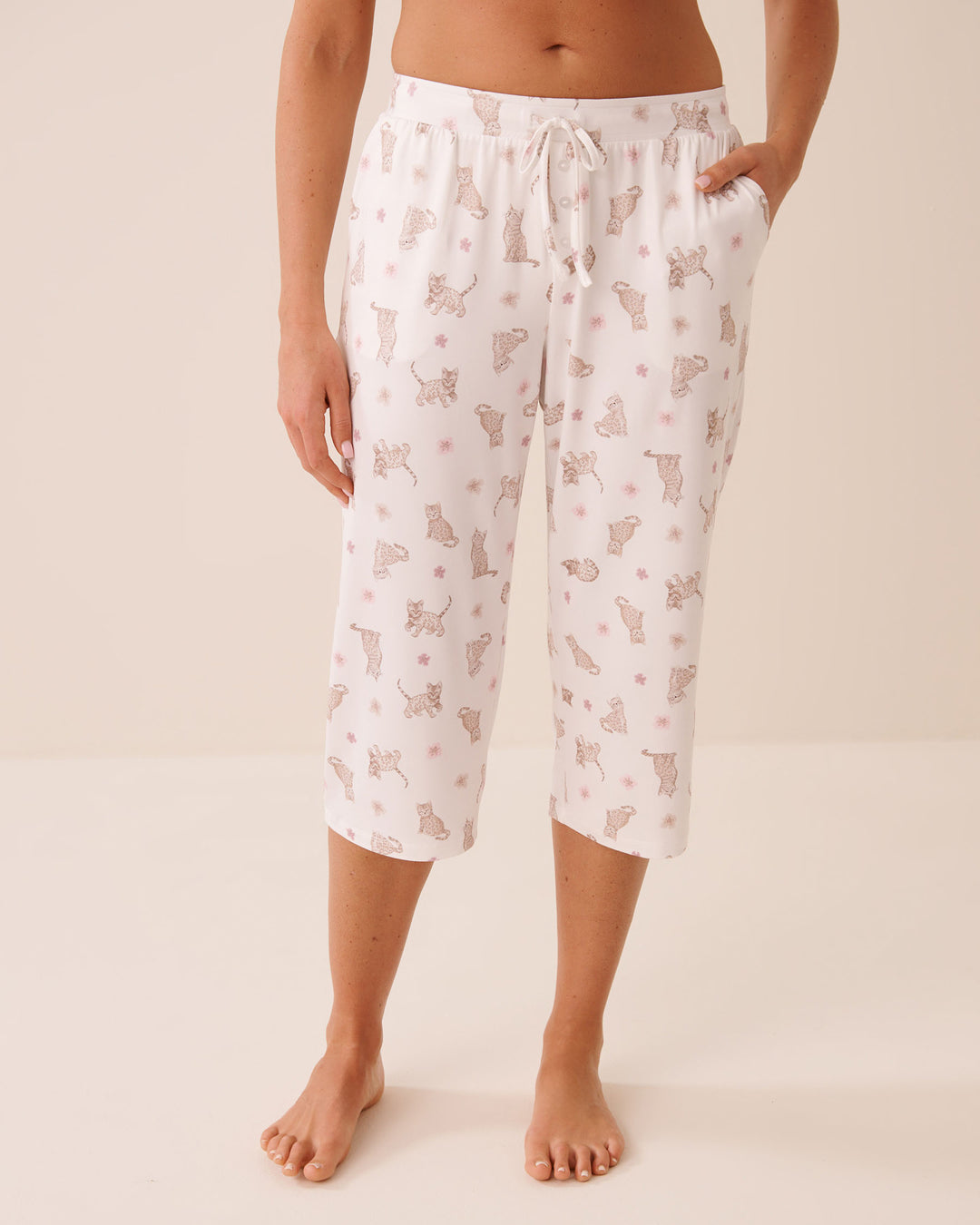 Leopard Flower Print Super Soft Pajama Capris