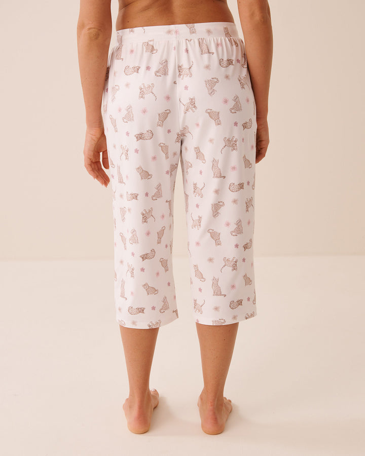 Leopard Flower Print Super Soft Pajama Capris