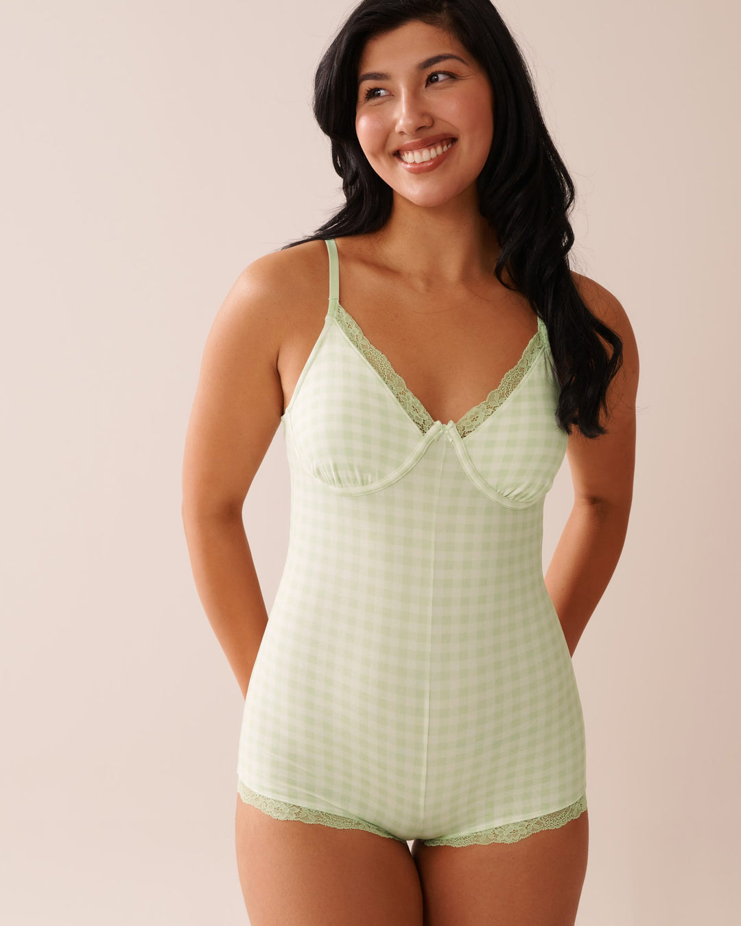 Gingham Print Super Soft Sleeveless Romper - Seacrest Gingham