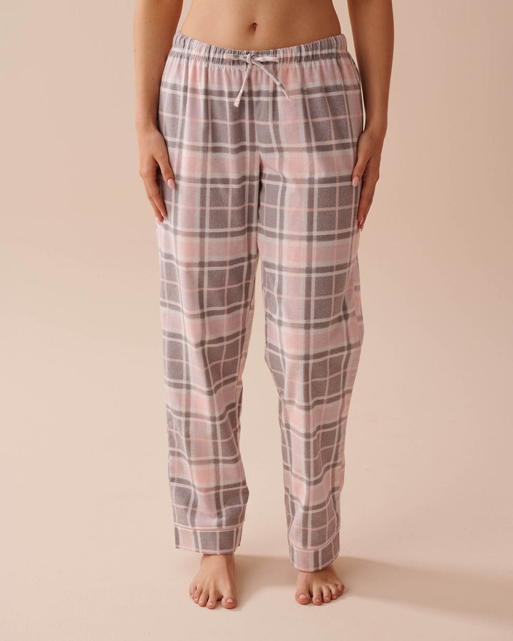 Teddy Bear Print Flannel PJ Set - Pastel Lilac Deer