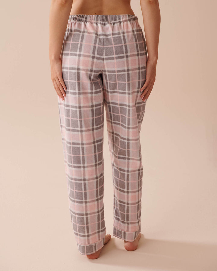 Teddy Bear Print Flannel PJ Set - Pastel Lilac Deer