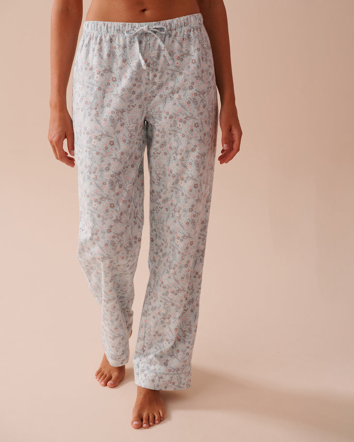 Teddy Bear Print Flannel PJ Set - Pastel Lilac Deer
