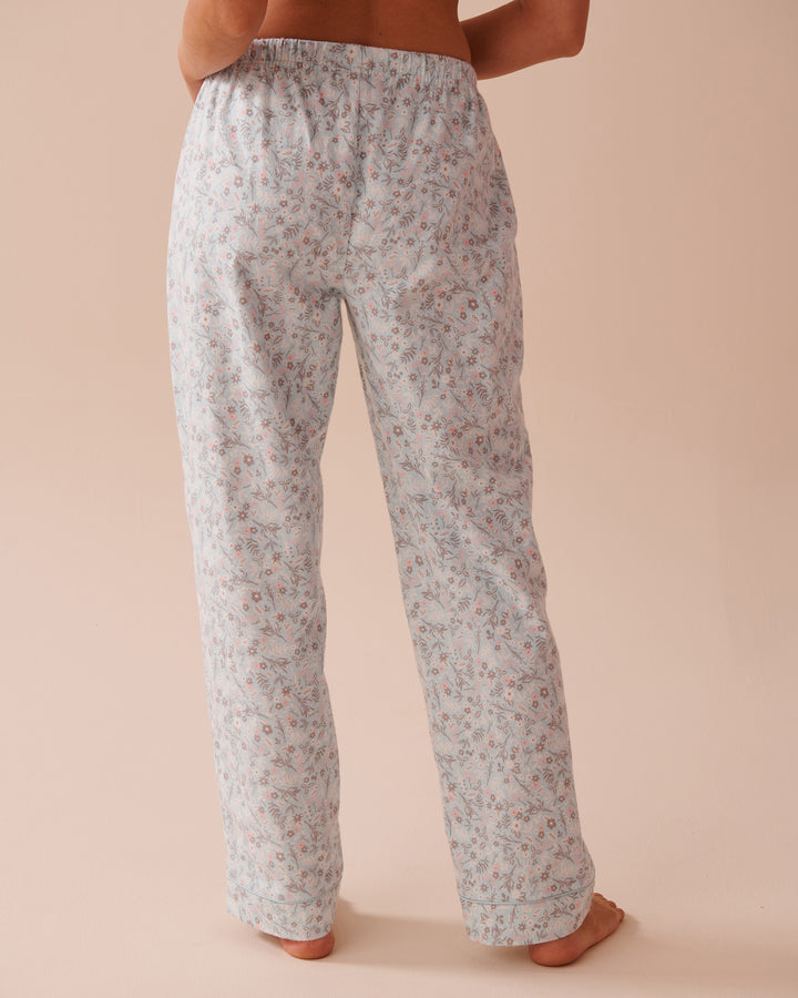 Teddy Bear Print Flannel PJ Set - Pastel Lilac Deer