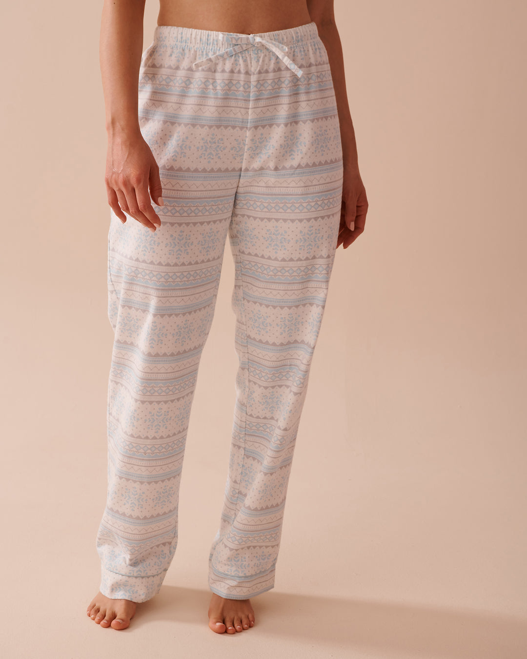 Teddy Bear Print Flannel PJ Set - Pastel Lilac Deer