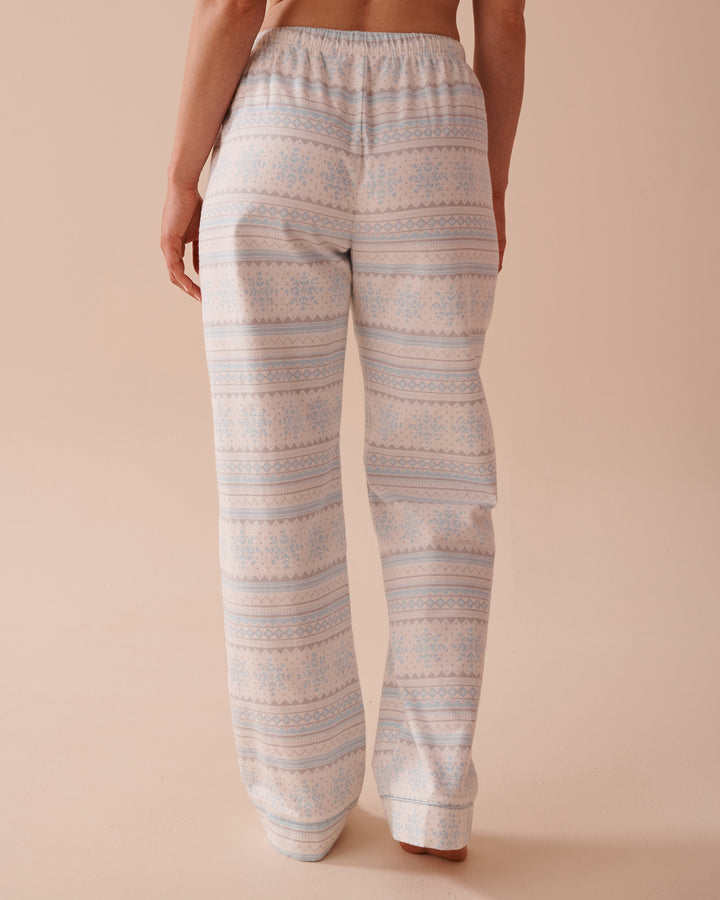 Teddy Bear Print Flannel PJ Set - Pastel Lilac Deer