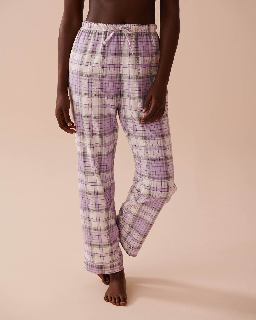 Teddy Bear Print Flannel PJ Set - Pastel Lilac Deer
