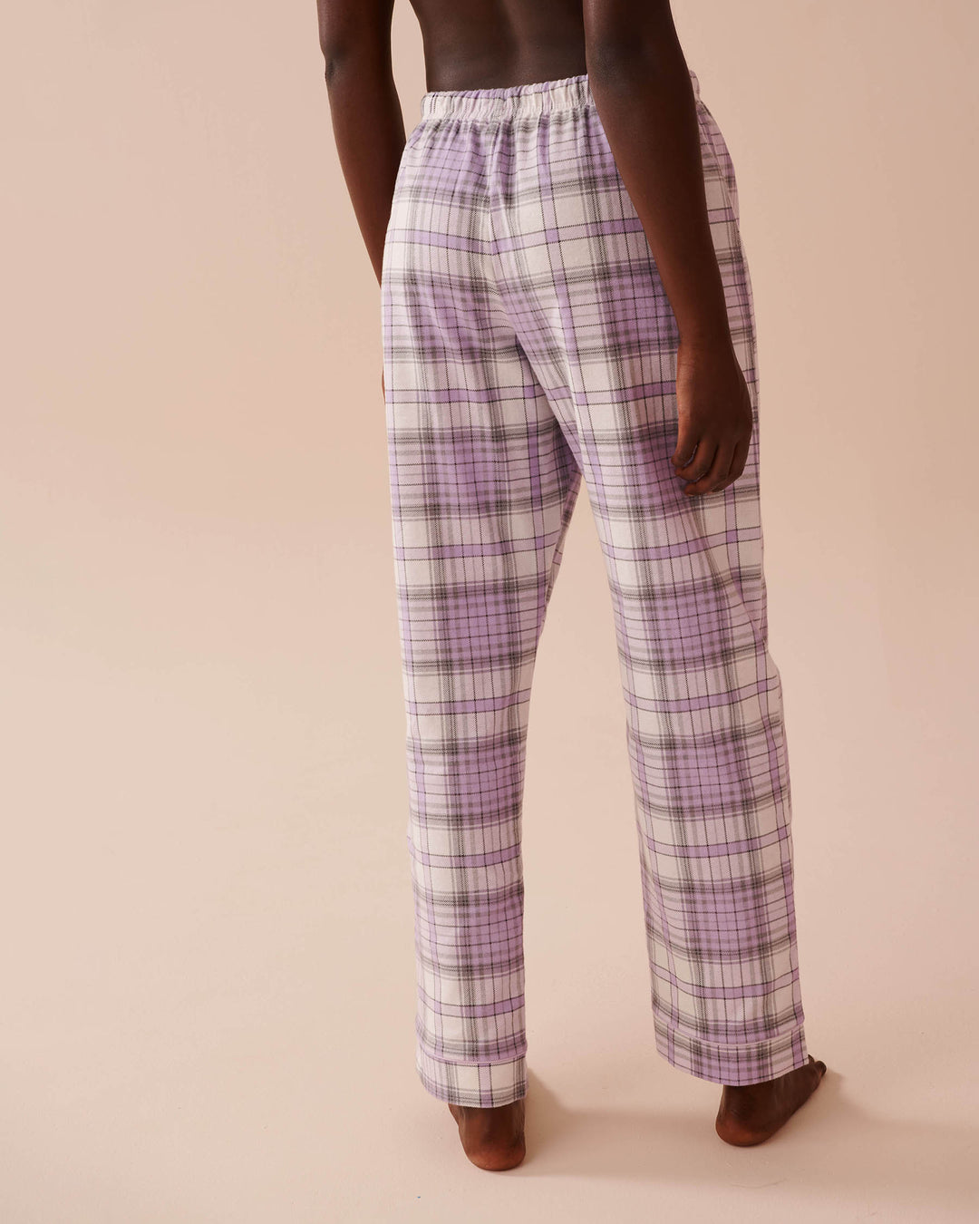 Teddy Bear Print Flannel PJ Set - Pastel Lilac Deer