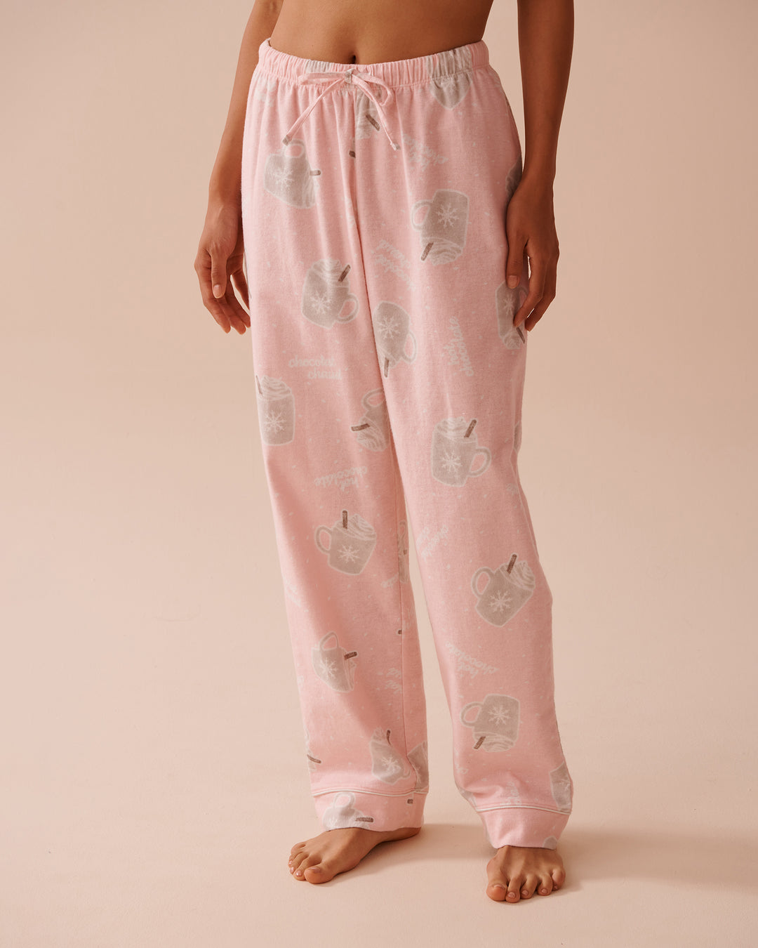Teddy Bear Print Flannel PJ Set - Pastel Lilac Deer