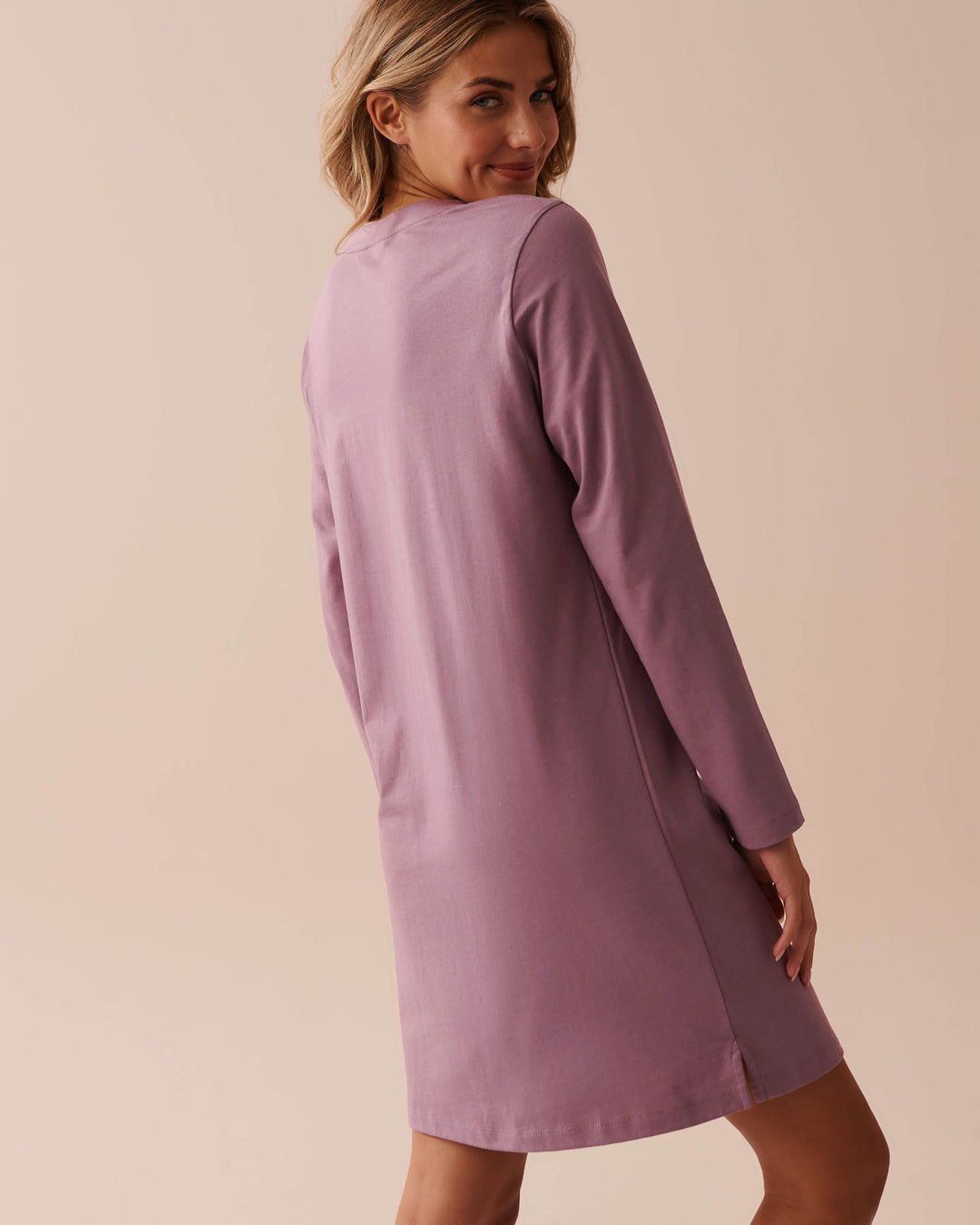 Cupcake Print Cotton Long Sleeve Sleepshirt - Evening Blue
