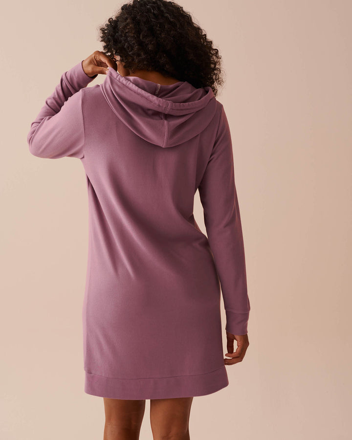 Recycled Fibers Long Sleeve Hooded Sleepshirt - Comfy Grey Mix Printed