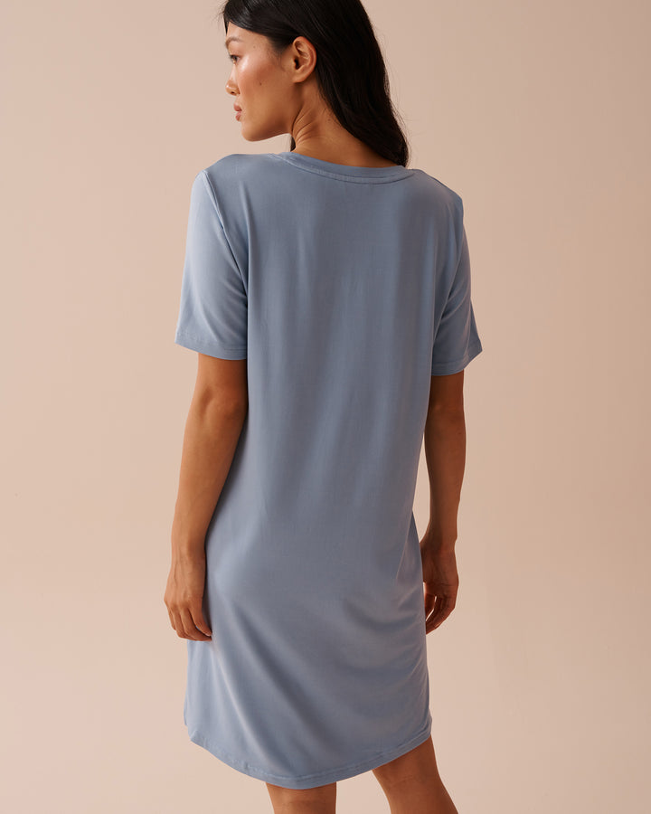 Cat Print Super Soft Sleepshirt - Evening Haze