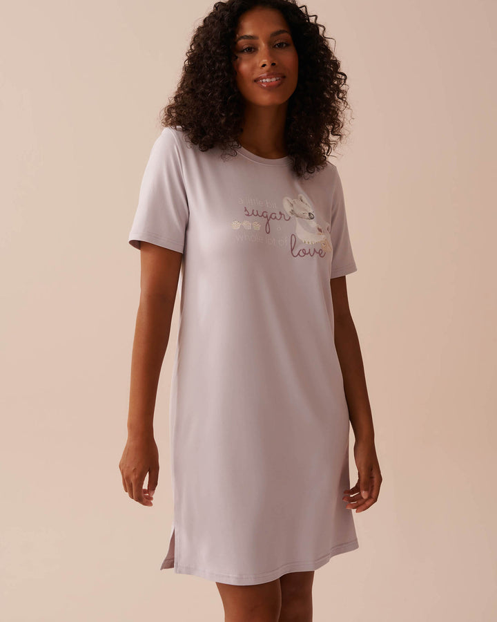 Cat Print Super Soft Sleepshirt - Evening Haze