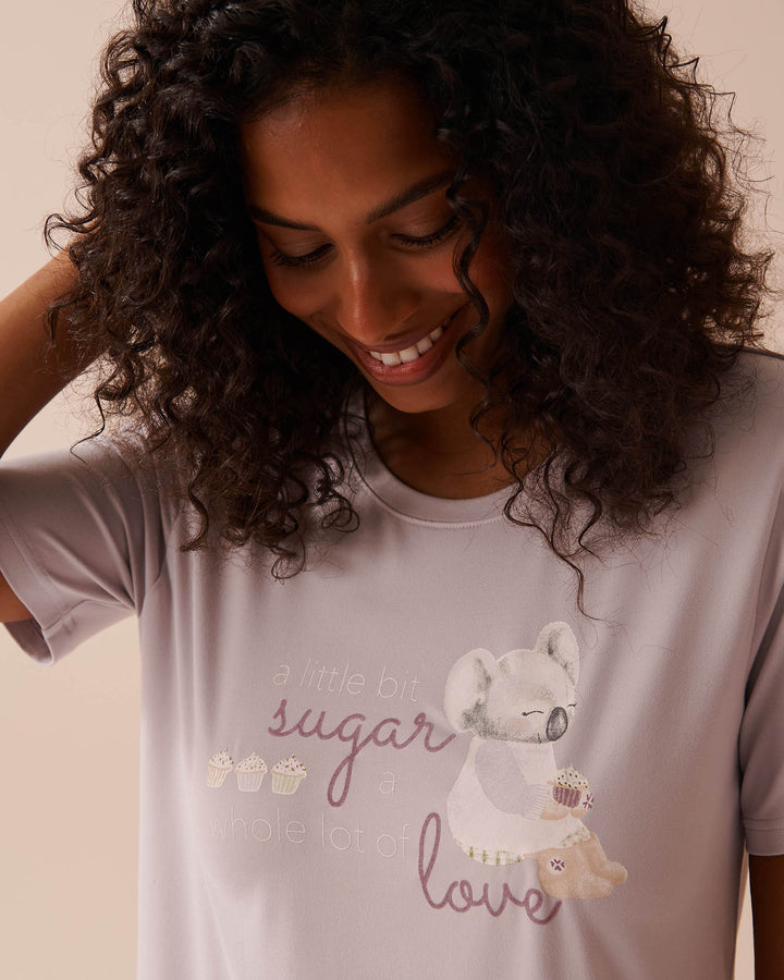 Cat Print Super Soft Sleepshirt - Evening Haze