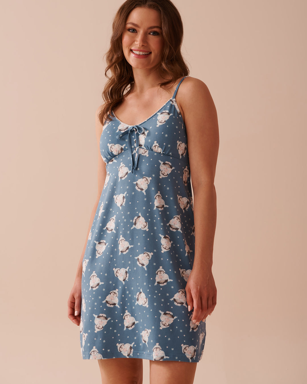 Penguin Print Super Soft Nightie - Blue Shadow Penguin