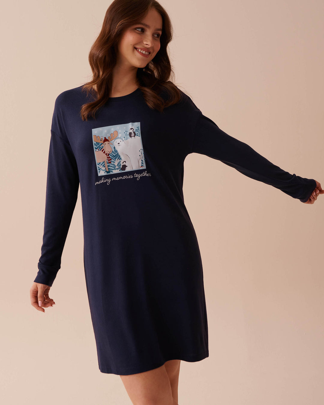 Animal Print Recycled Fibers Sleepshirt - Evening Blue